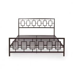 Claudia Hammered Copper Metal King Bed Frame by Noble House