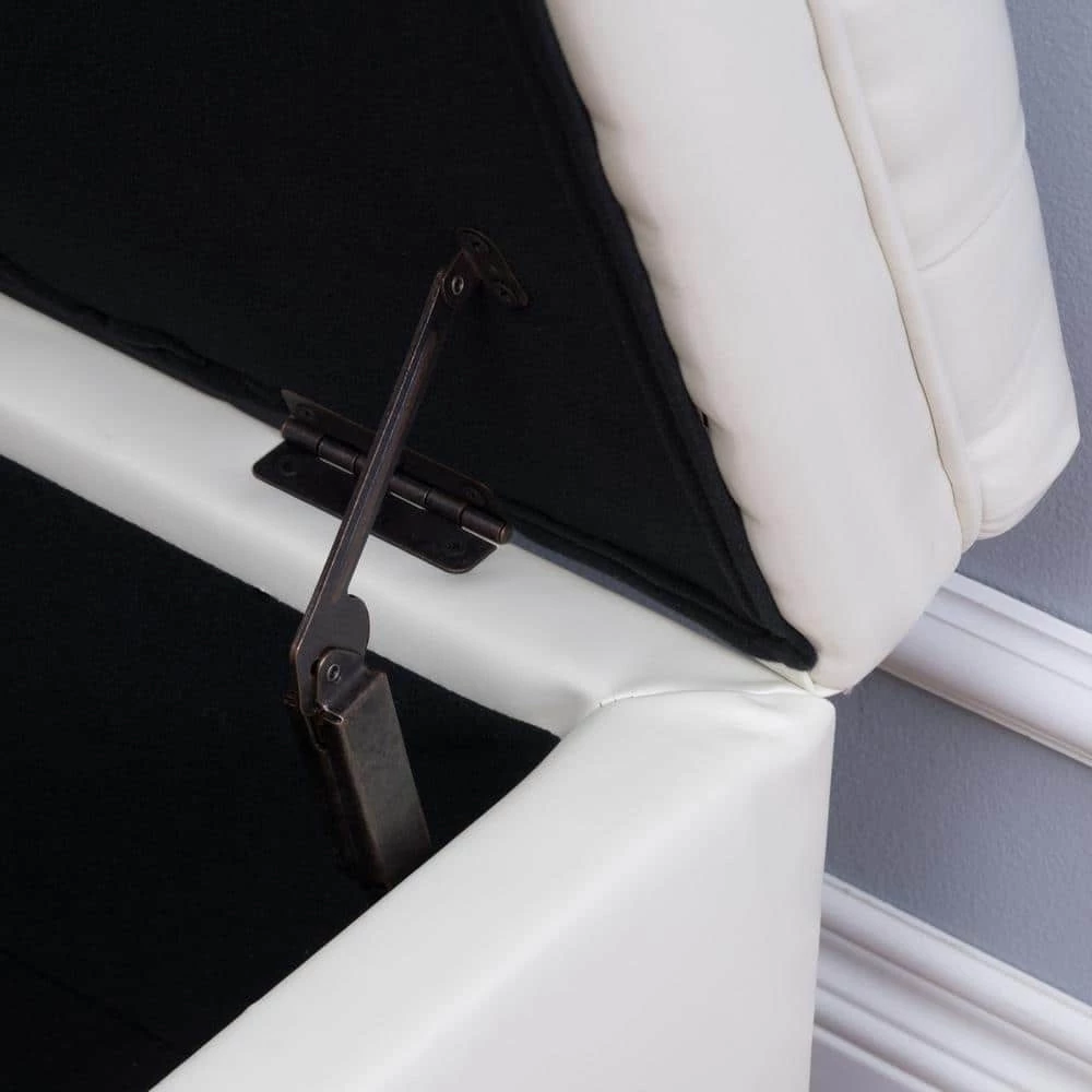 Juliana Tufted Ivory PU Leather Storage Bench by Noble House - Image 5