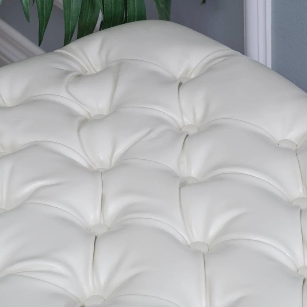 Juliana Tufted Ivory PU Leather Storage Bench by Noble House - Image 3