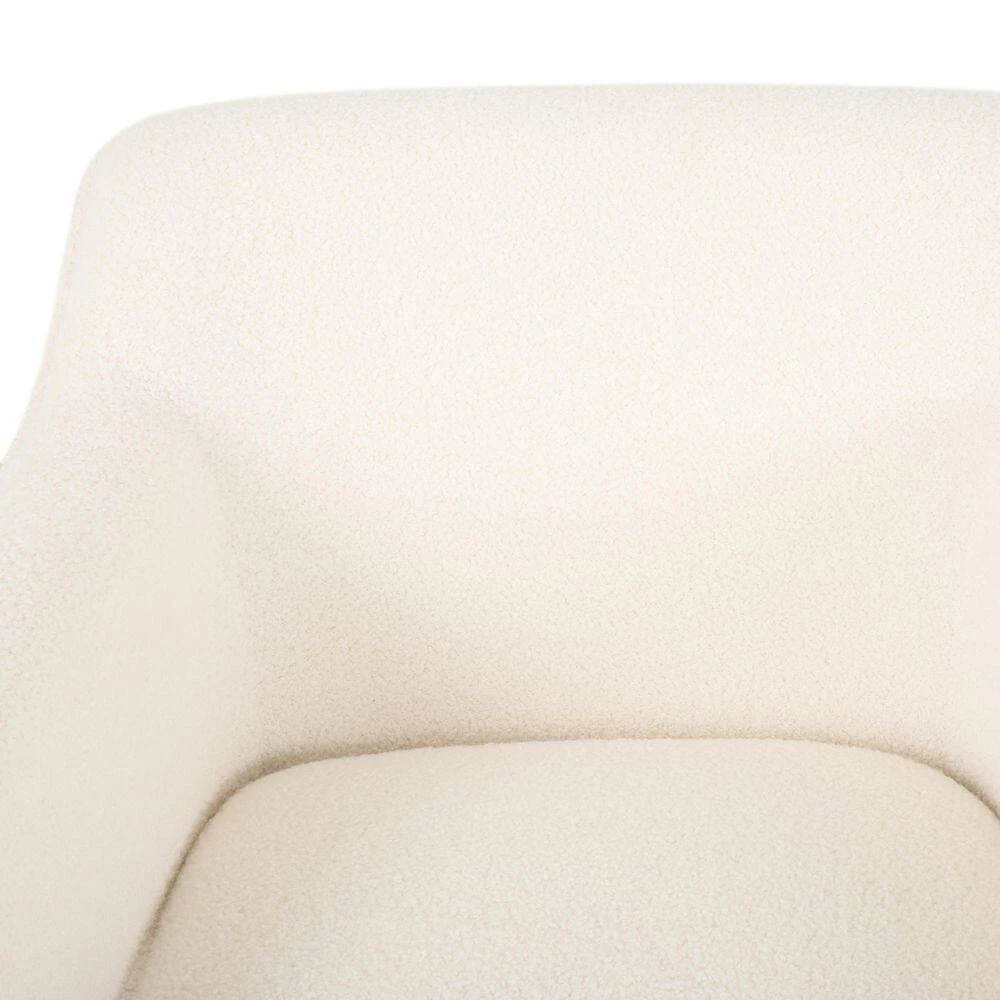 Darcy Ivory and Matte Black Boucle Fabric Arm Chair by Noble House - Image 8