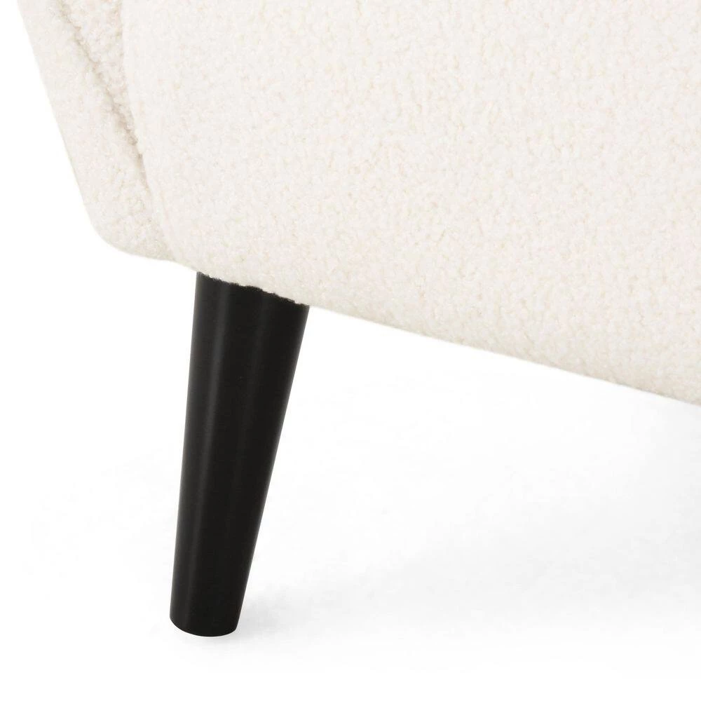 Darcy Ivory and Matte Black Boucle Fabric Arm Chair by Noble House - Image 9