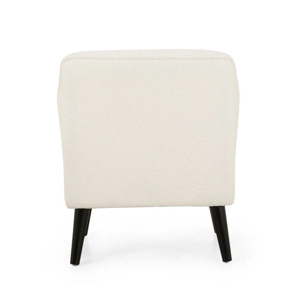 Darcy Ivory and Matte Black Boucle Fabric Arm Chair by Noble House - Image 4