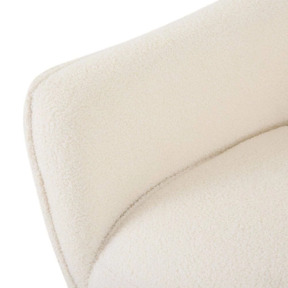 Darcy Ivory and Matte Black Boucle Fabric Arm Chair by Noble House - Image 10