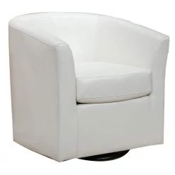 Nylah Ivory PU Swivel Club Chair by Noble House