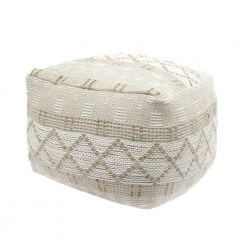Nessan Ivory Square Pouf by Noble House