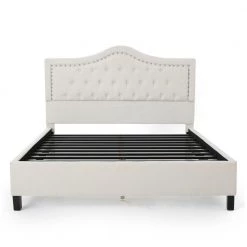 Dante Ivory Upholstered Queen Bed Set by Noble House