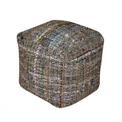 Harris Khaki Cube Pouf by Noble House