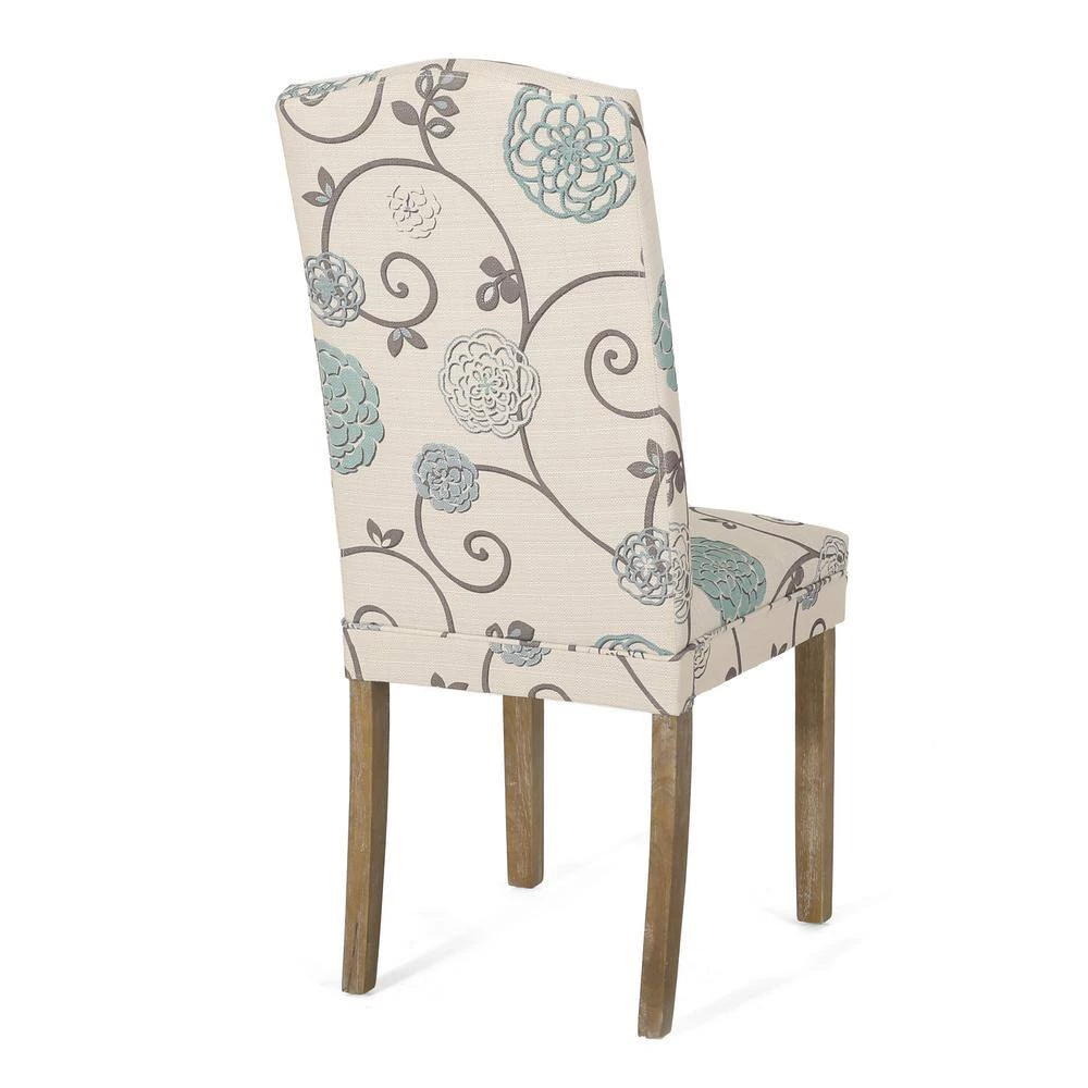Aruda Light Beige, Blue and Natural Fabric Dining Chair (Set of 4) by Noble House - Image 4