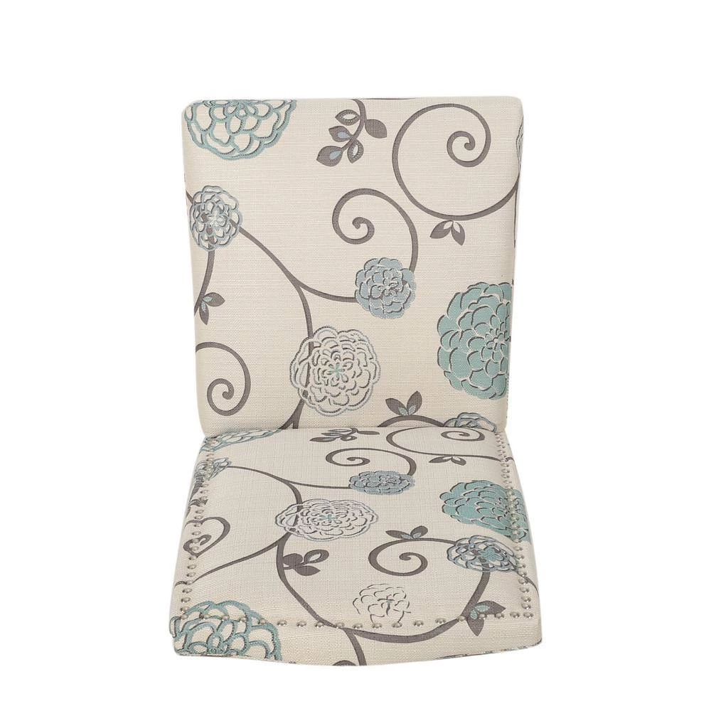 Aruda Light Beige, Blue and Natural Fabric Dining Chair (Set of 4) by Noble House - Image 3