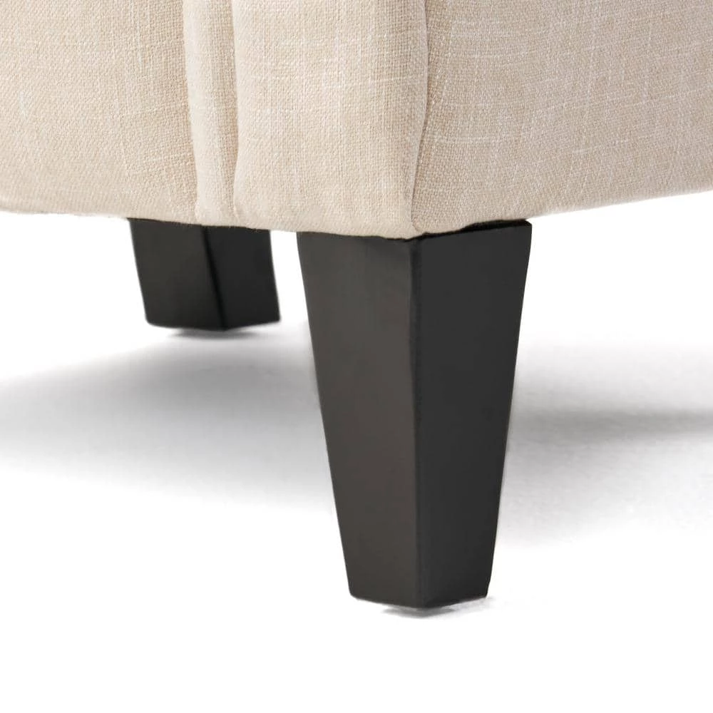 Merritt Light Beige Fabric Tufted Club Chair by Noble House - Image 7