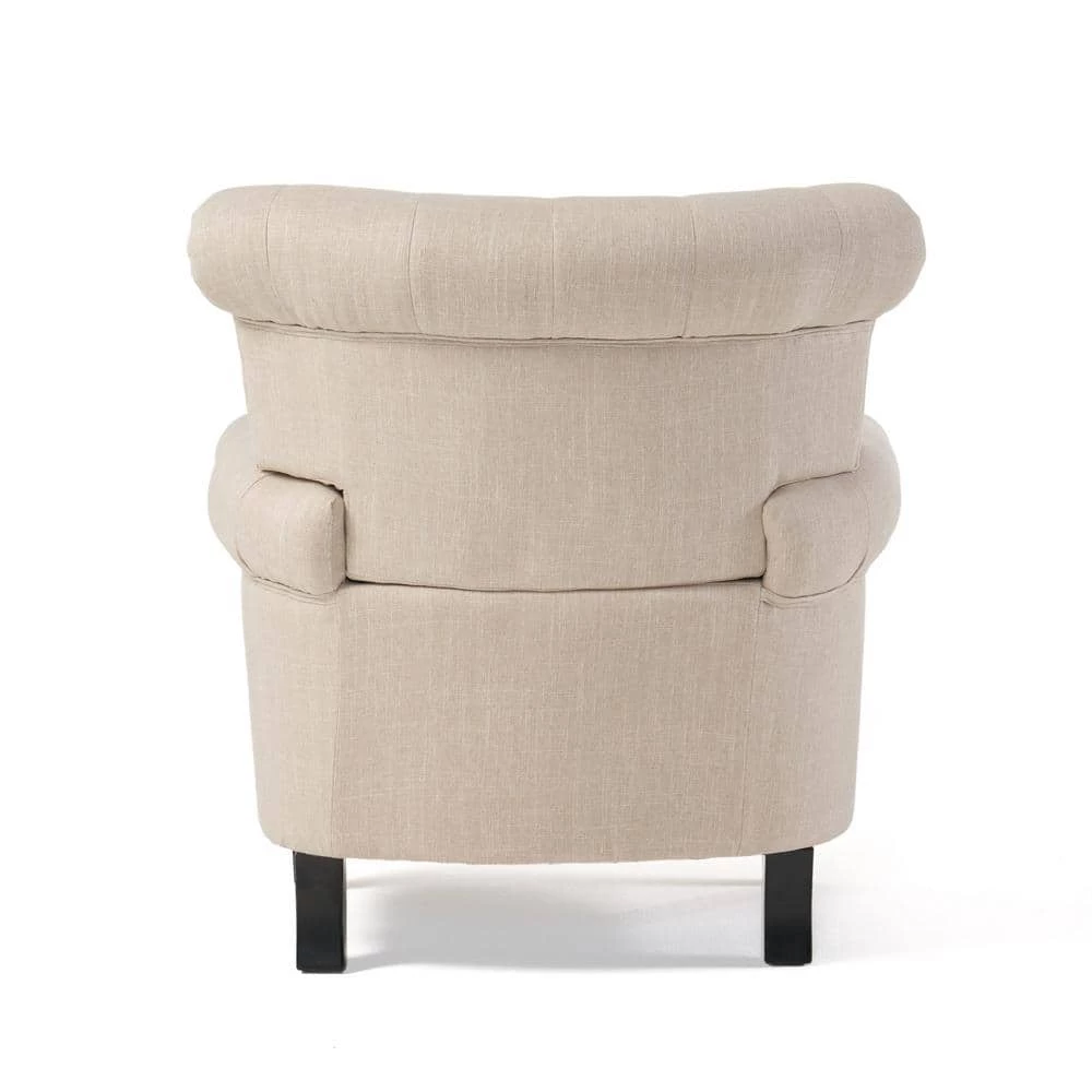 Merritt Light Beige Fabric Tufted Club Chair by Noble House - Image 5