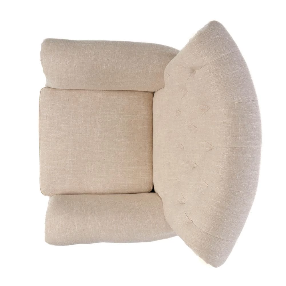 Merritt Light Beige Fabric Tufted Club Chair by Noble House - Image 4