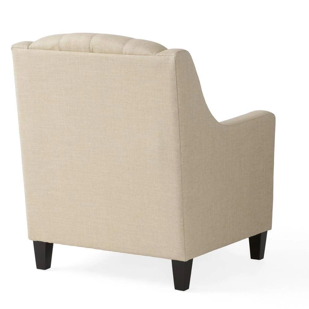 Elaine Light Beige Fabric Tufted Club Chair and Ottoman Set by Noble House - Image 8