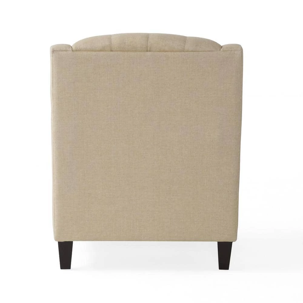 Elaine Light Beige Fabric Tufted Club Chair and Ottoman Set by Noble House - Image 5