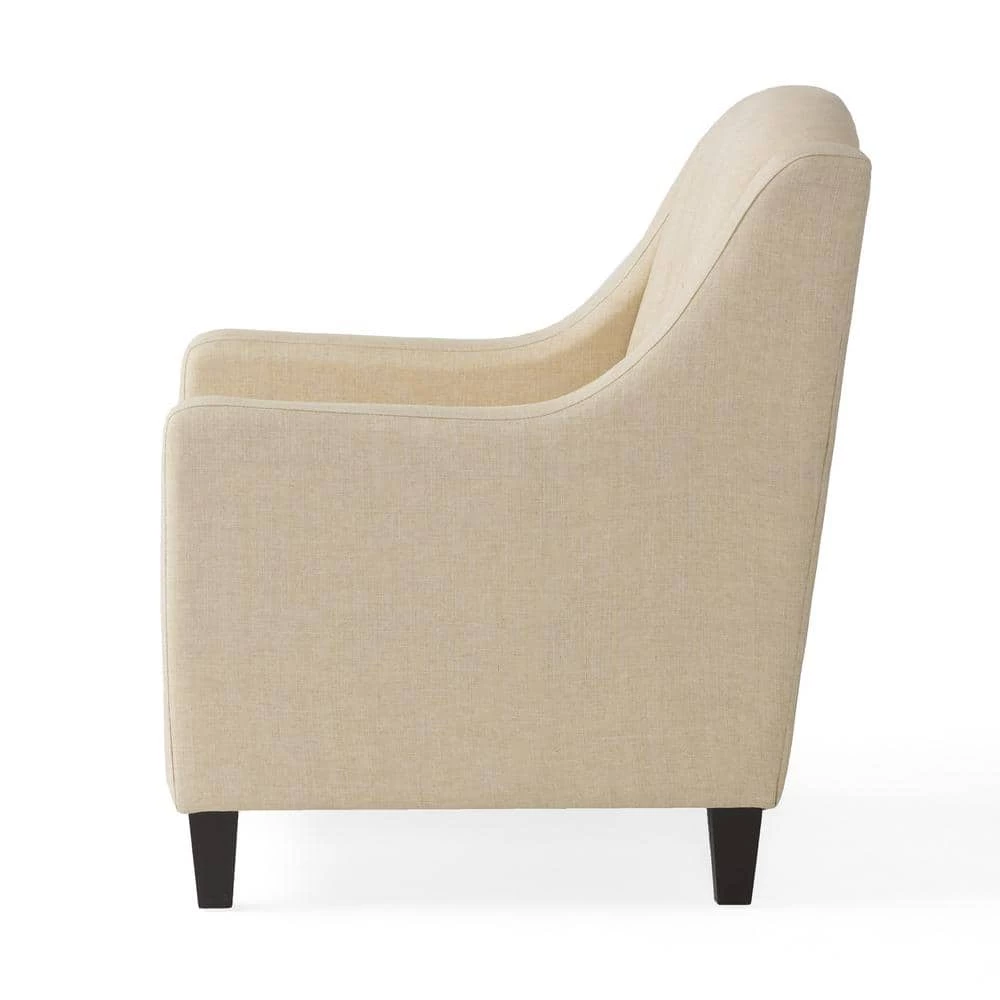 Elaine Light Beige Fabric Tufted Club Chair and Ottoman Set by Noble House - Image 2