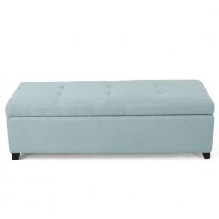 Brentwood Light Blue Fabric Storage Bench by Noble House