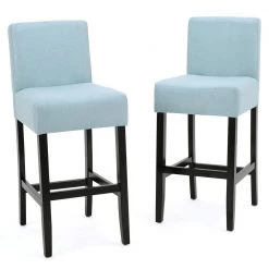Lopez 41.50 in. Light Blue Fabric Bar Stool (Set of 2) by Noble House