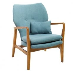 Haddie Light Blue Fabric Upholstered Club Chair by Noble House