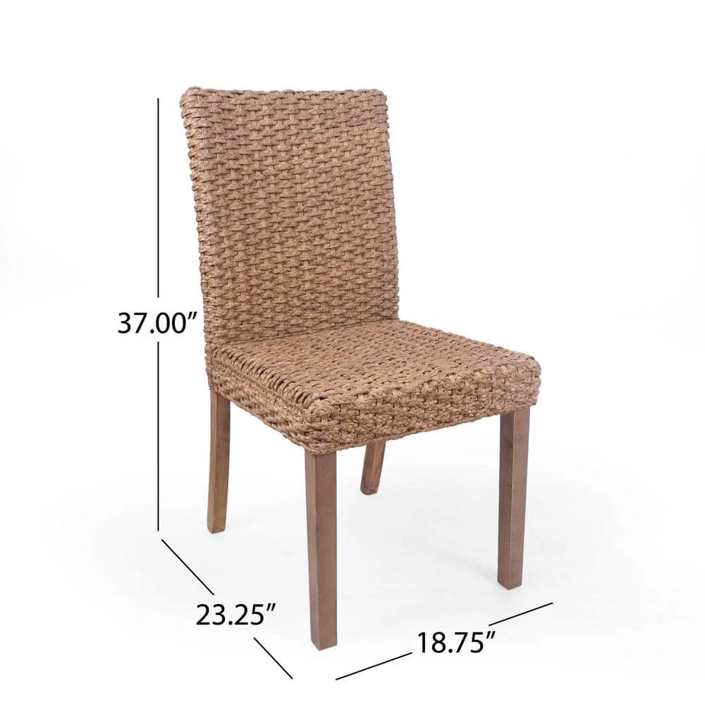 Evertone Light Brown Wicker Stackable Dining Chair (Set of 2) by Noble House - Image 9