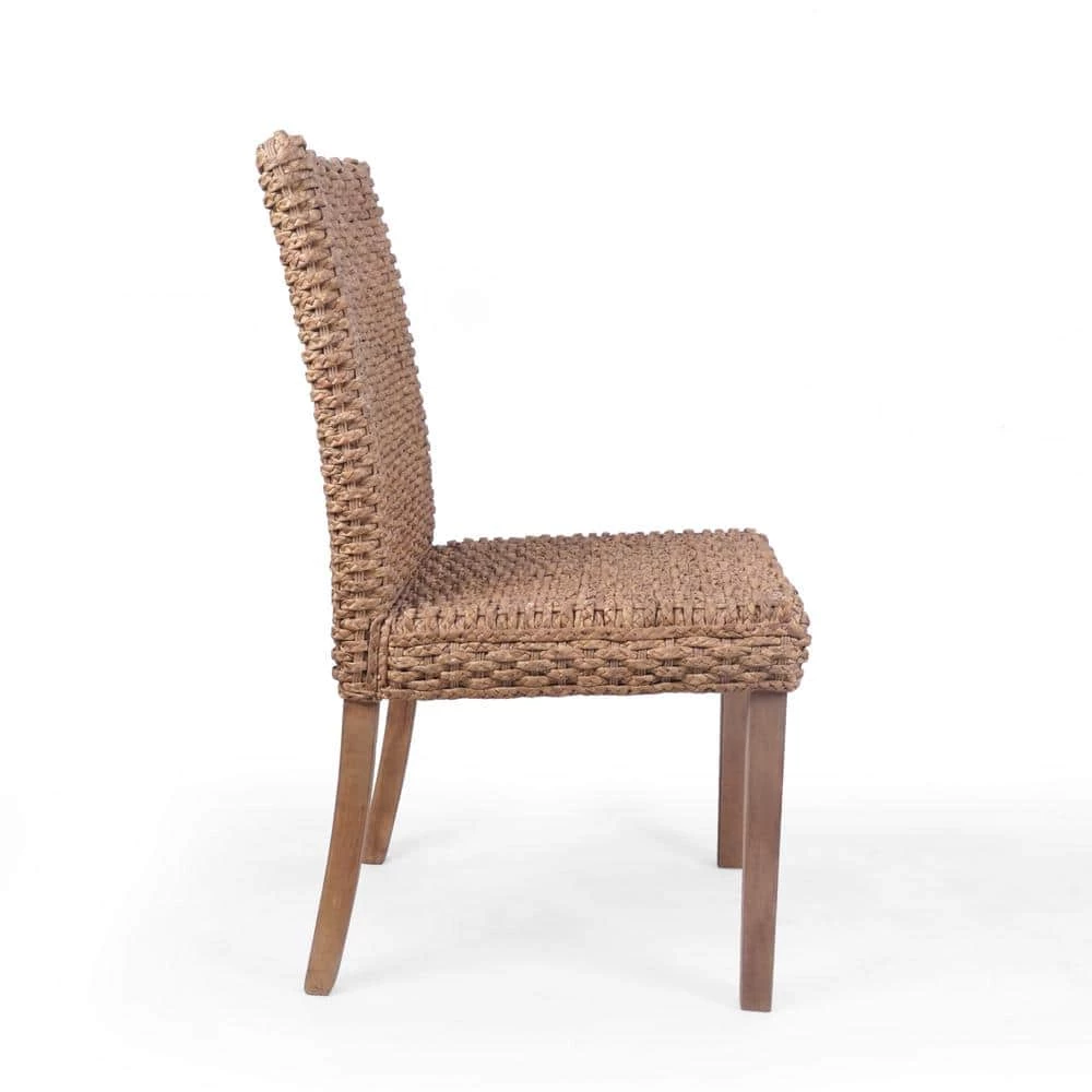 Evertone Light Brown Wicker Stackable Dining Chair (Set of 2) by Noble House - Image 2