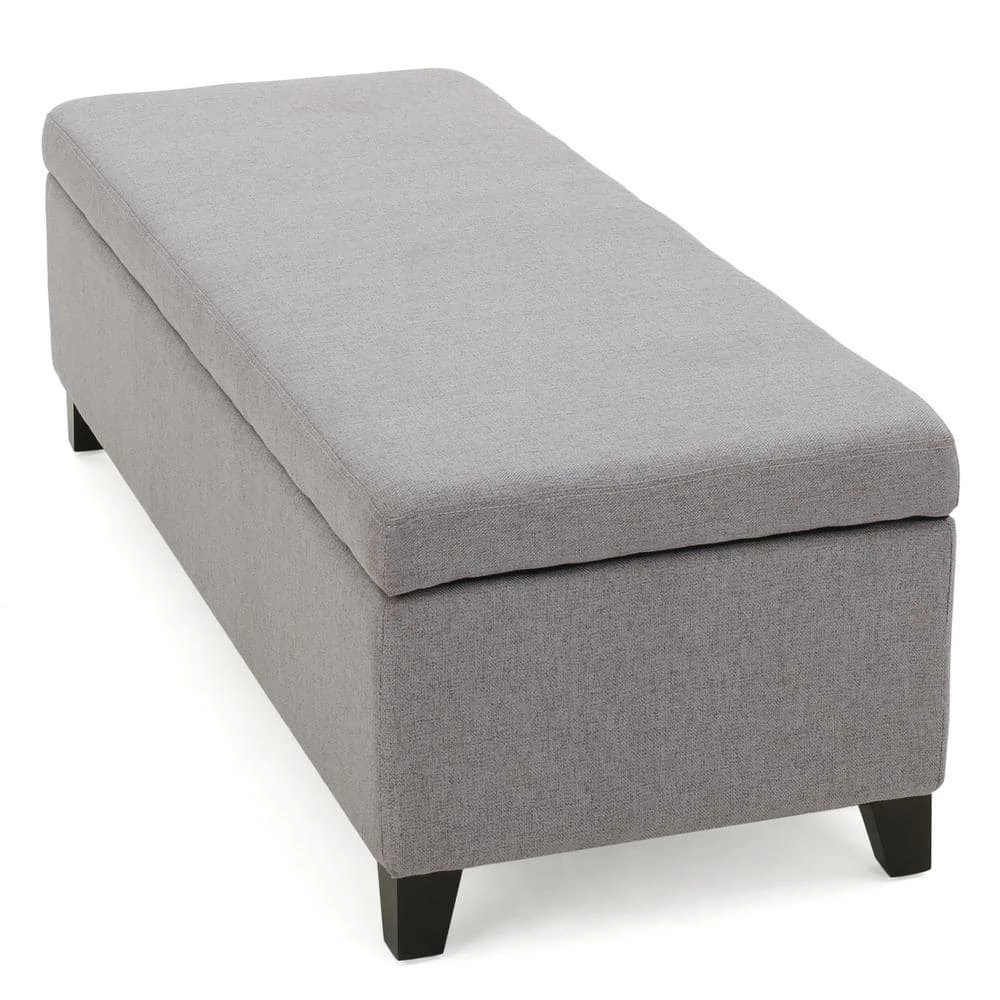 Gable Light Gray Fabric Storage Bench by Noble House - Image 2
