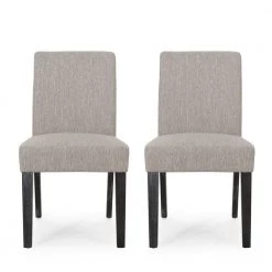 Benewah Light Gray and Gray Fabric Dining Chairs (Set of 2) by Noble House