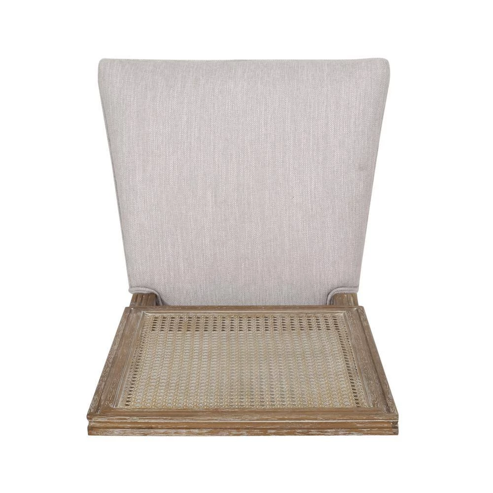 Beckstrom Light Gray and Natural Upholstered Dining Side Chair (Set of 2) by Noble House - Image 3