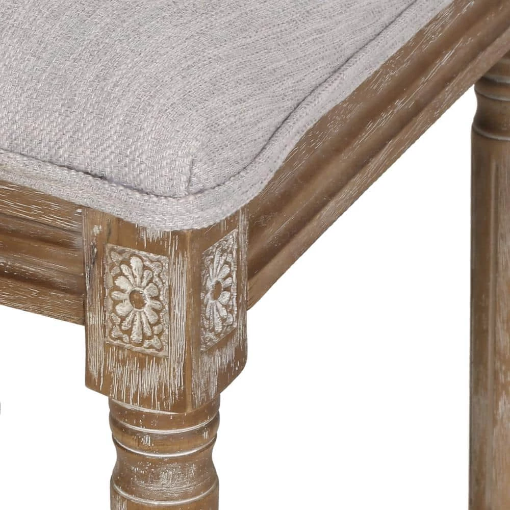 Beckstrom Light Gray and Natural Upholstered Dining Side Chair (Set of 2) by Noble House - Image 5