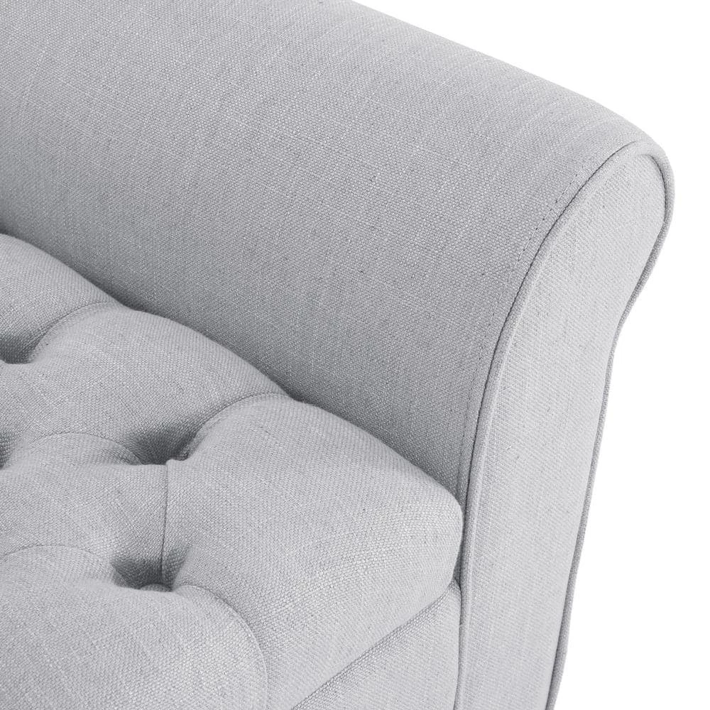 Light Gray Tufted Fabric Armed Storage Bench by Noble House - Image 10