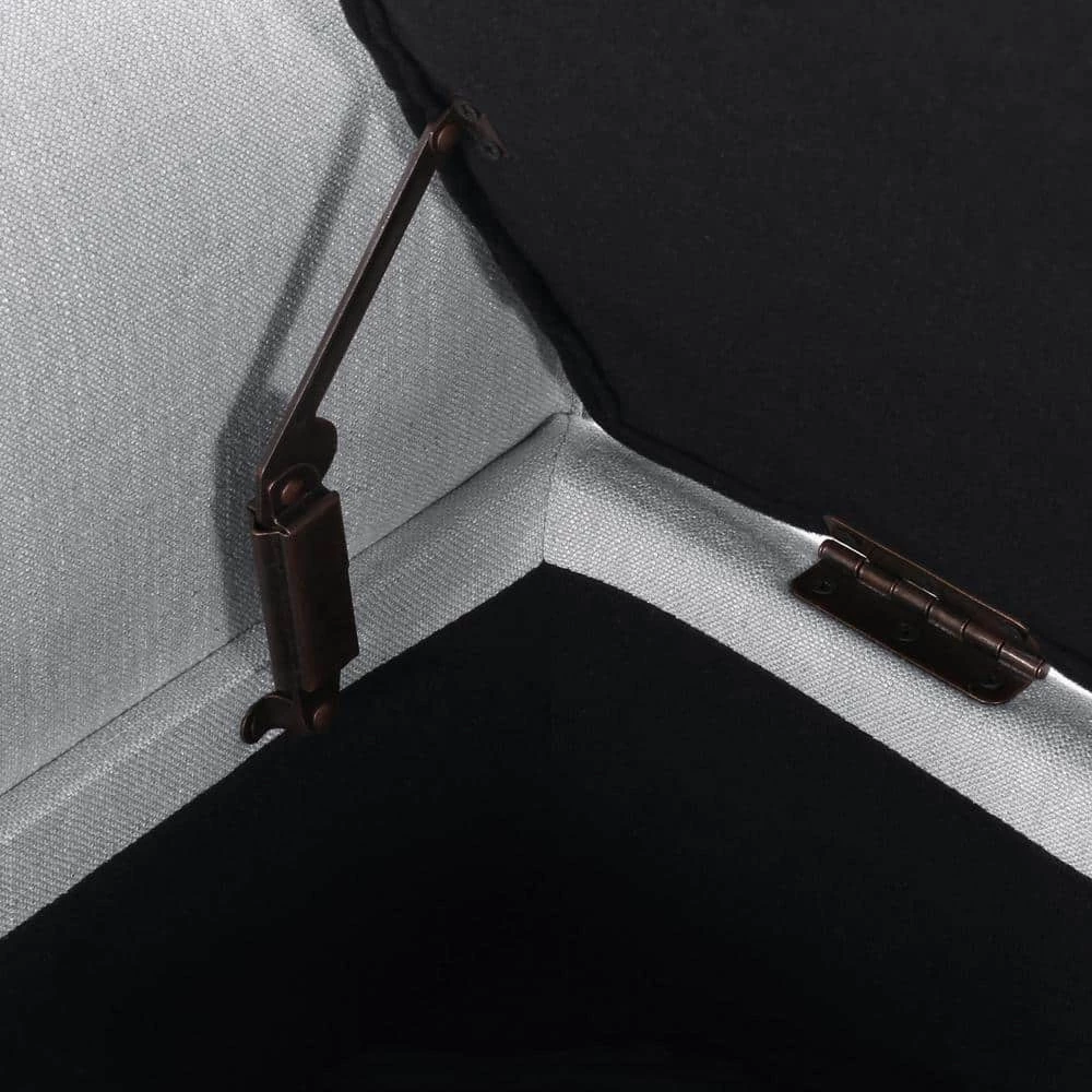 Light Gray Tufted Fabric Armed Storage Bench by Noble House - Image 8