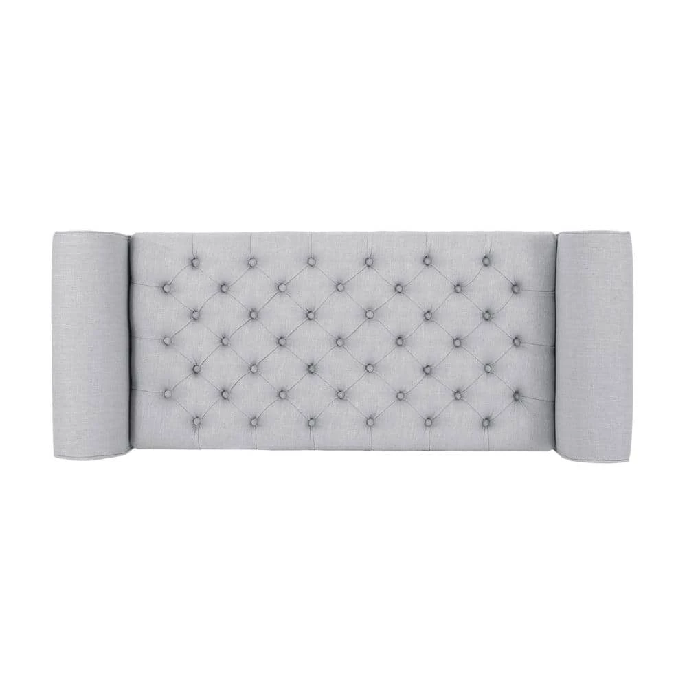 Light Gray Tufted Fabric Armed Storage Bench by Noble House - Image 4