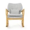 Benny Mid-Century Modern Light Gray Tweed Fabric Rocking Chair by Noble House