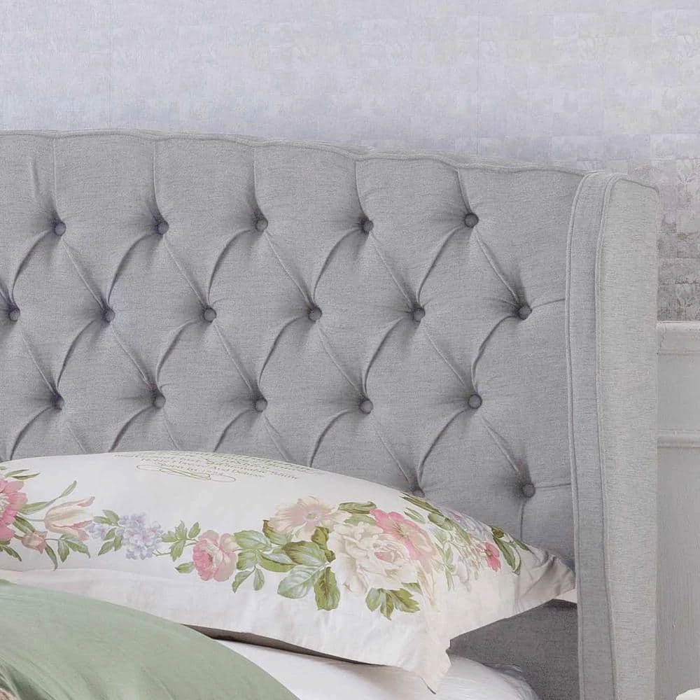 Virago Light Grey King-Size Platform Bed Frame by Noble House - Image 3