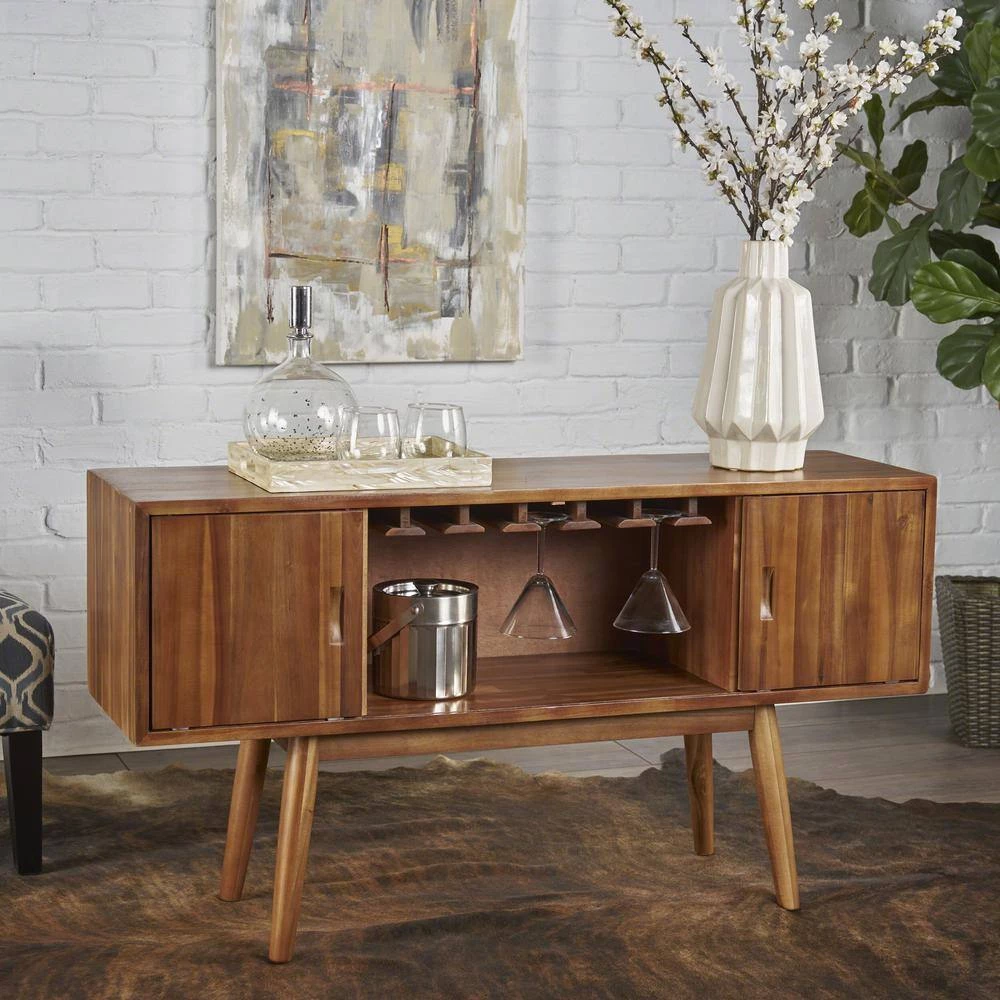 Edlyn Light Oak Bar and Wine Cabinet by Noble House - Image 3