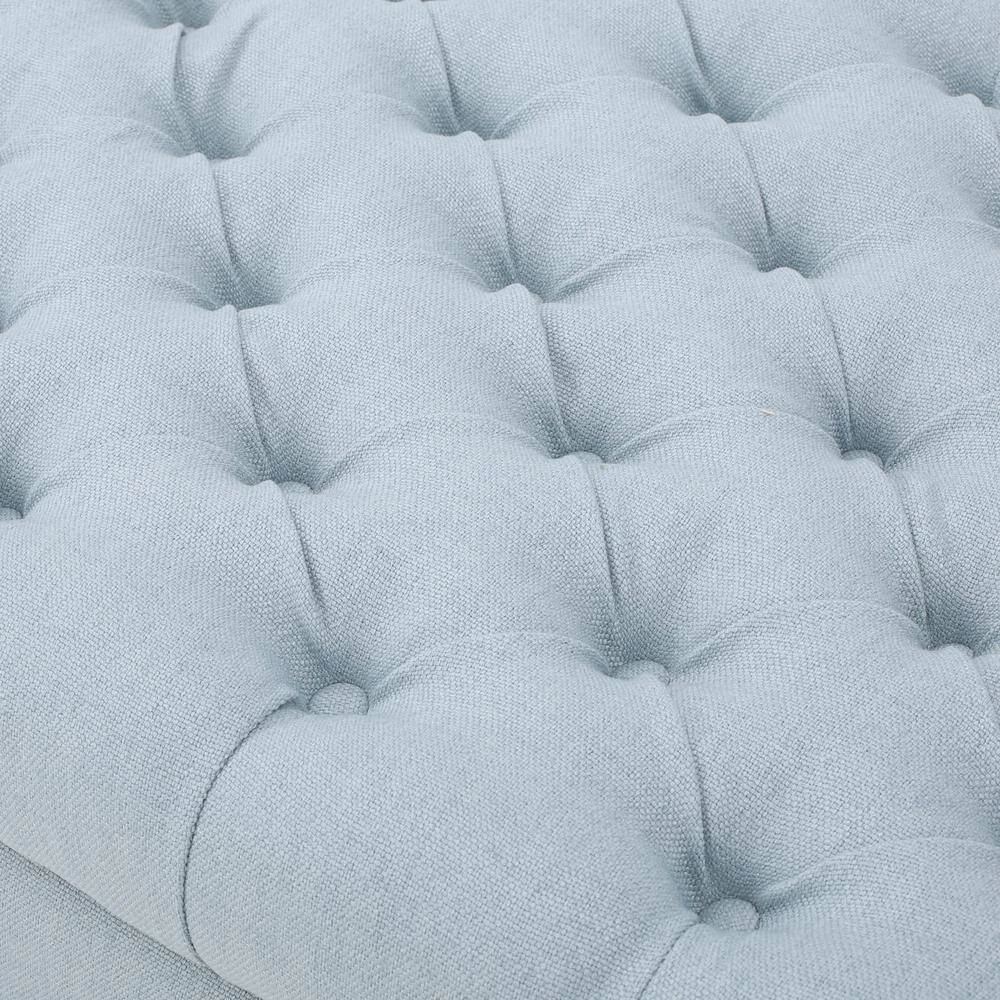 Keiko Tufted Light Sky Blue Fabric Armed Storage Bench by Noble House - Image 5