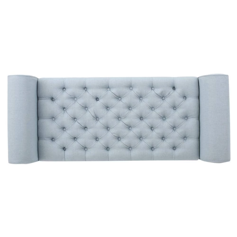 Keiko Tufted Light Sky Blue Fabric Armed Storage Bench by Noble House - Image 3