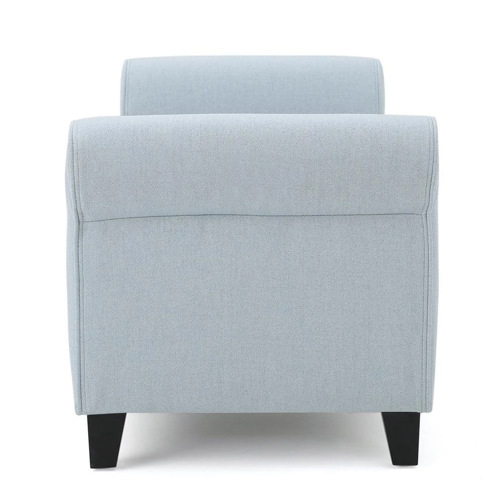Keiko Tufted Light Sky Blue Fabric Armed Storage Bench by Noble House - Image 2