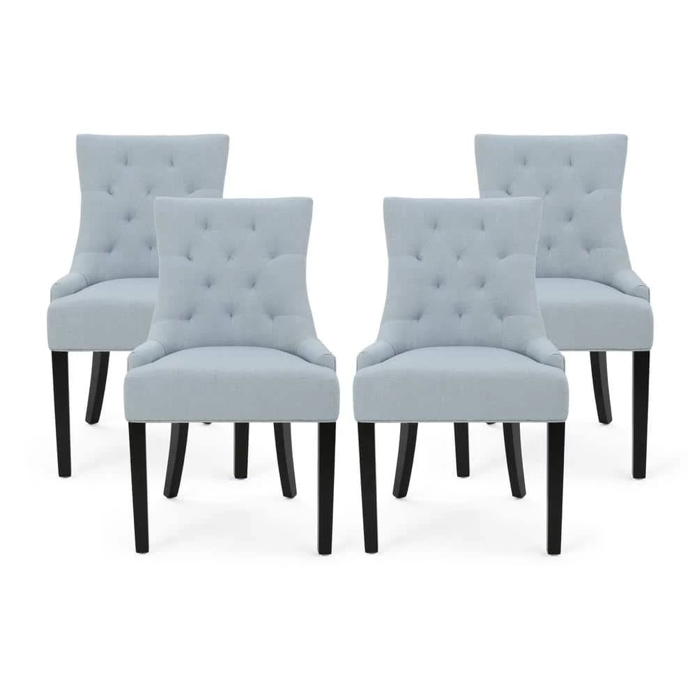 Hayden Light Sky Upholstered Dining Chairs (Set of 4) by Noble House