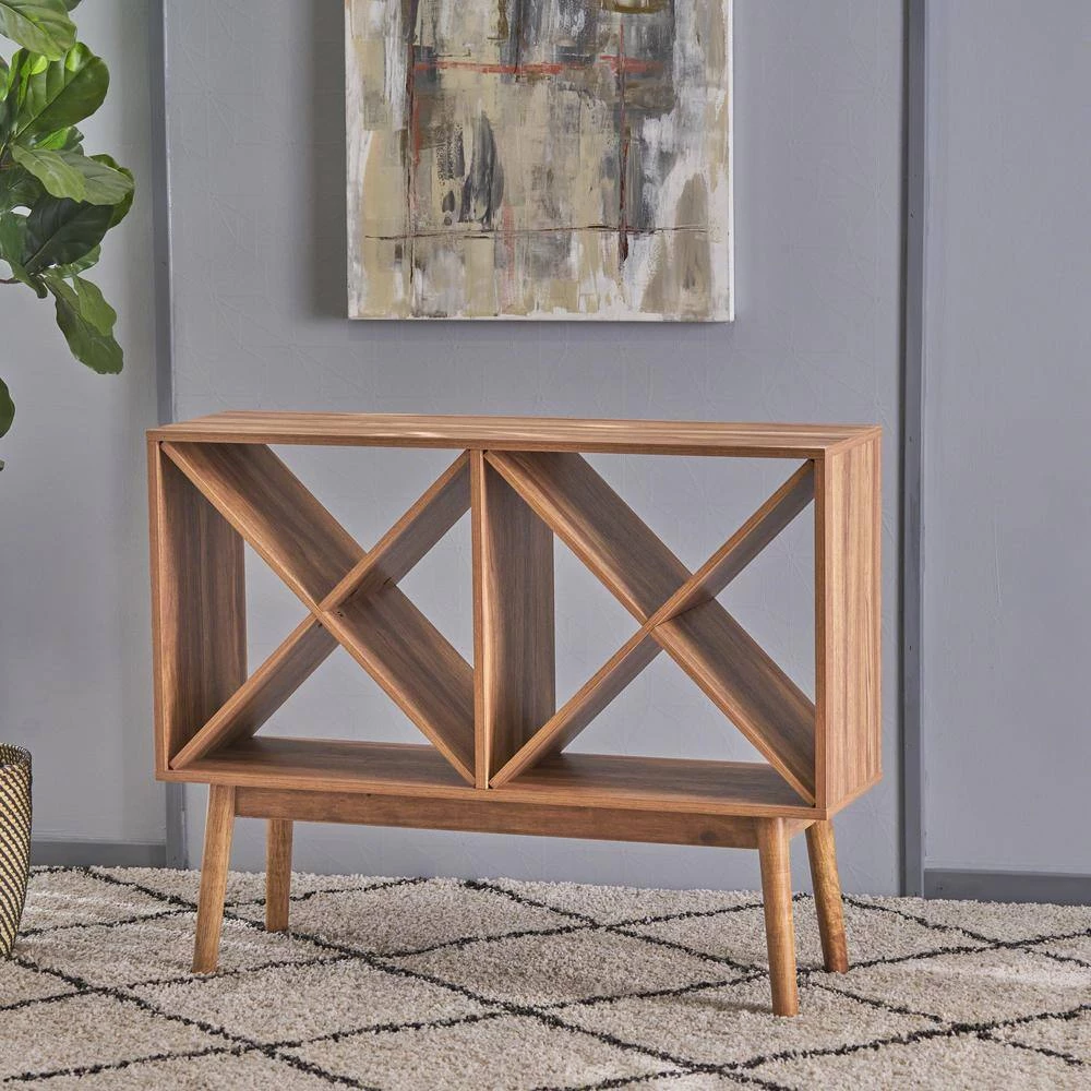 Birny Light Walnut Wine Cabinet by Noble House - Image 4