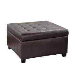 Alexandria Brown Storage Ottoman by Noble House