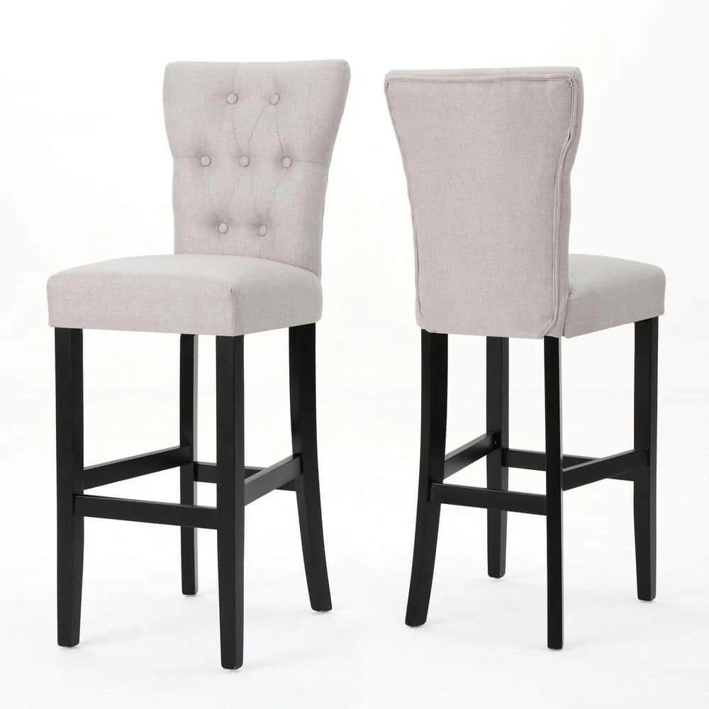 Pia 45.5 in. Wheat Upholstered Bar Stool (Set of 2) by Noble House - Image 3