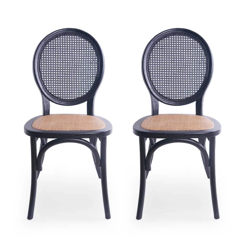 Chittenden Matte Black Wood Dining Chair (Set of 2) by Noble House