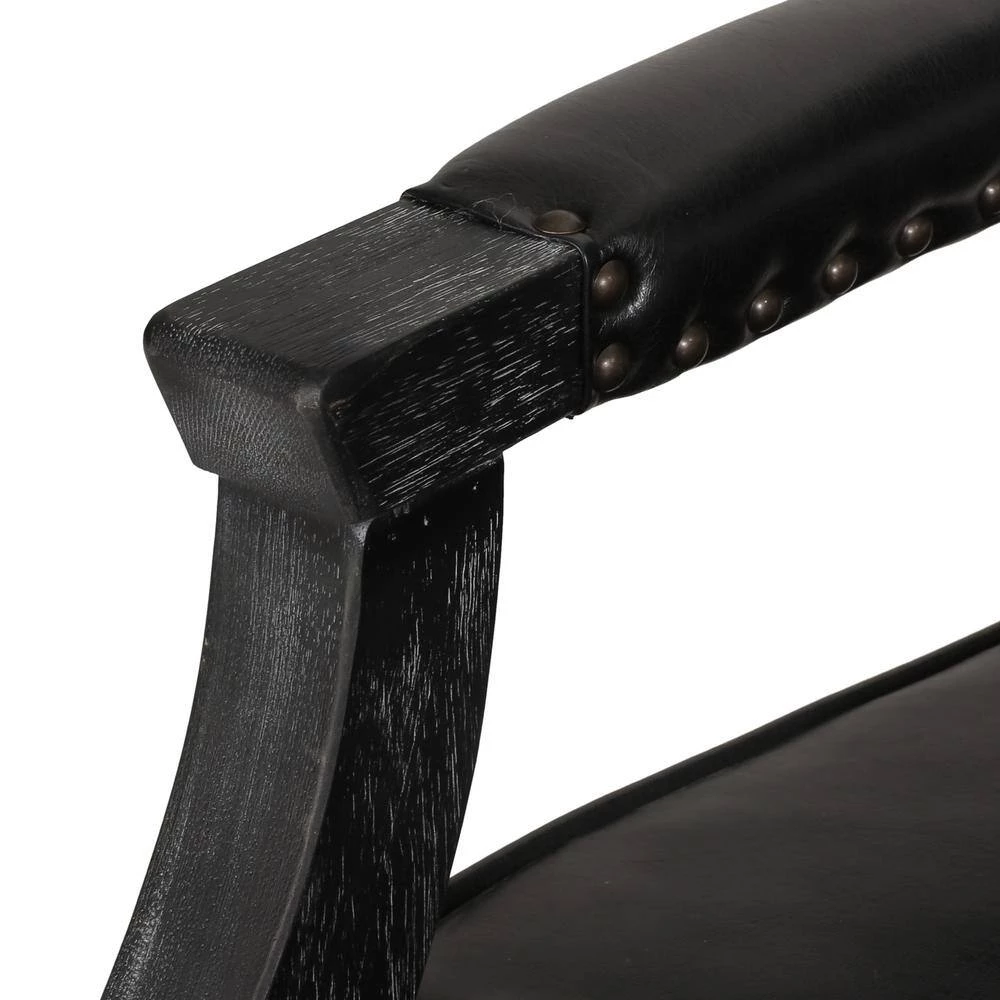 Ardson Midnight Black and Gray Faux Leather Dining Arm Chairs (Set of 2) by Noble House - Image 7
