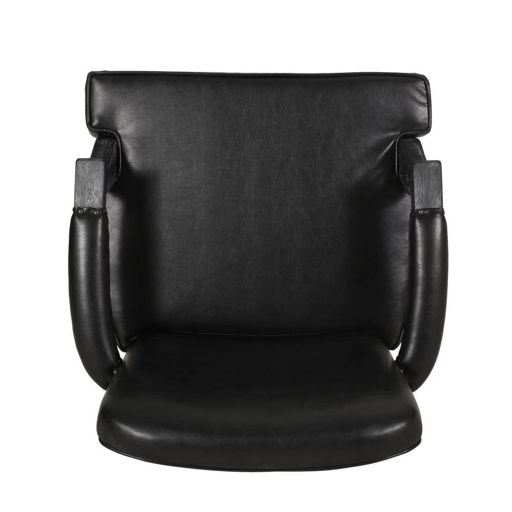 Ardson Midnight Black and Gray Faux Leather Dining Arm Chairs (Set of 2) by Noble House - Image 3