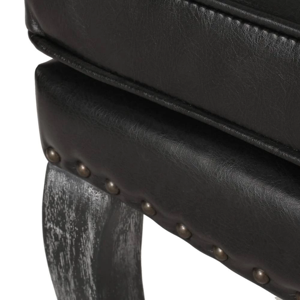 Ardson Midnight Black and Gray Faux Leather Dining Arm Chairs (Set of 2) by Noble House - Image 10