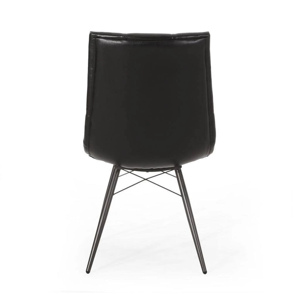 Hayesville Midnight Black and Gun Metal Tufted Dining Chair (Set of 2) by Noble House - Image 4