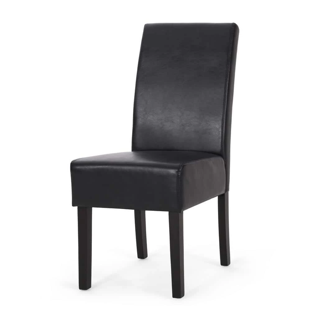 Monita Midnight Black Upholstered Faux Leather Dining Chair (Set of 6) by Noble House - Image 5