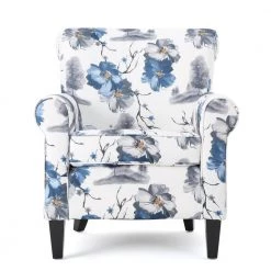 Multi-Colored Fabric Floral-Designed Arm Chair by Noble House