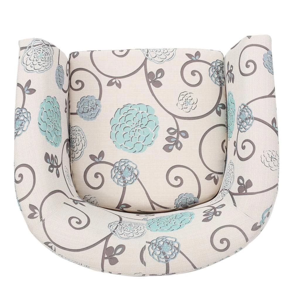 Preston White and Blue Floral Upholstered Club Chair by Noble House - Image 6