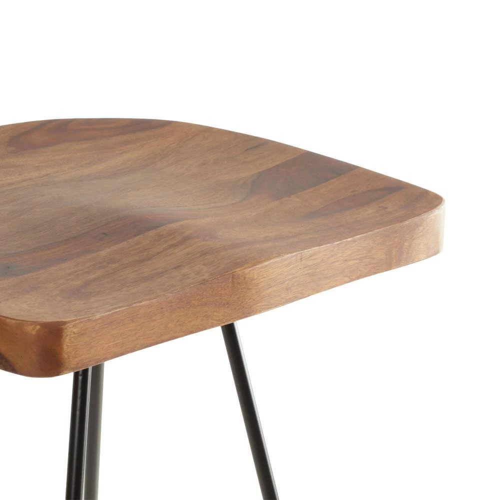 Royston 29.9 in. Natural and Black Backless Metal 28.75 in. Bar Stool with Wood Seat (Set of 2) by Noble House - Image 6